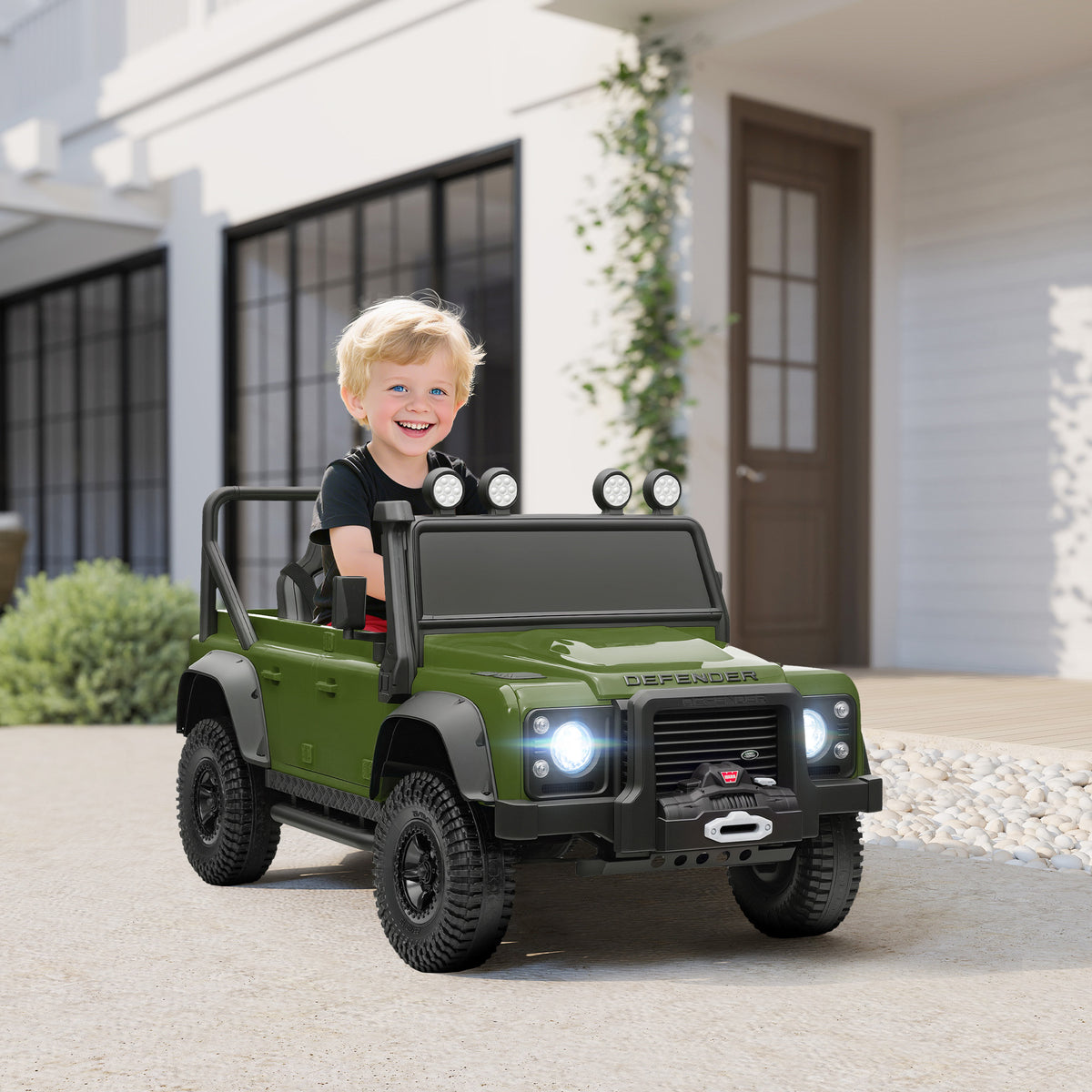 Land Rover Licensed Kids Ride on Truck with Remote Control, Spring Suspension, LED Lights, 3 Speed for Ages 3-5-Toys & Games > Baby & Toddler Toys > Electric Ride-On Toys > Electric Toy Cars-DECOROLALA