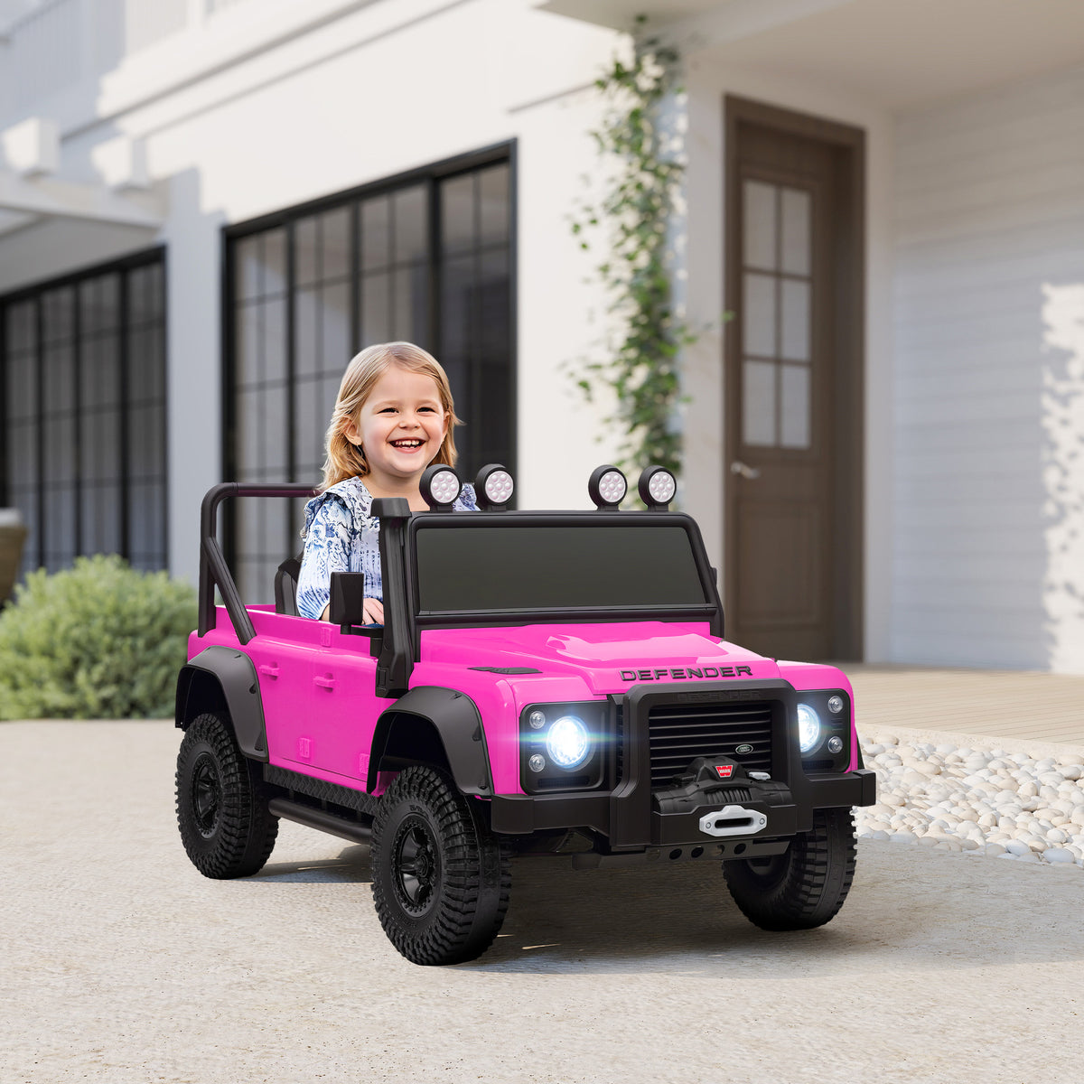 Land Rover Licensed Kids Ride on Truck with Remote Control, Spring Suspension, LED Lights, 3 Speed for Ages 3-5-Toys & Games > Baby & Toddler Toys > Electric Ride-On Toys > Electric Toy Cars-DECOROLALA