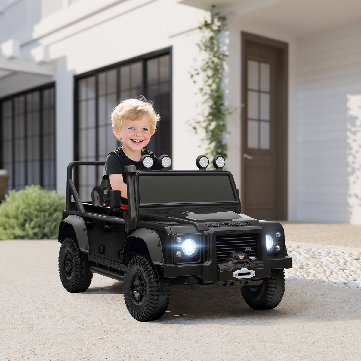Land Rover Licensed Kids Ride on Truck with Remote Control, Spring Suspension, LED Lights, 3 Speed for Ages 3-5-Toys & Games > Baby & Toddler Toys > Electric Ride-On Toys > Electric Toy Cars-DECOROLALA