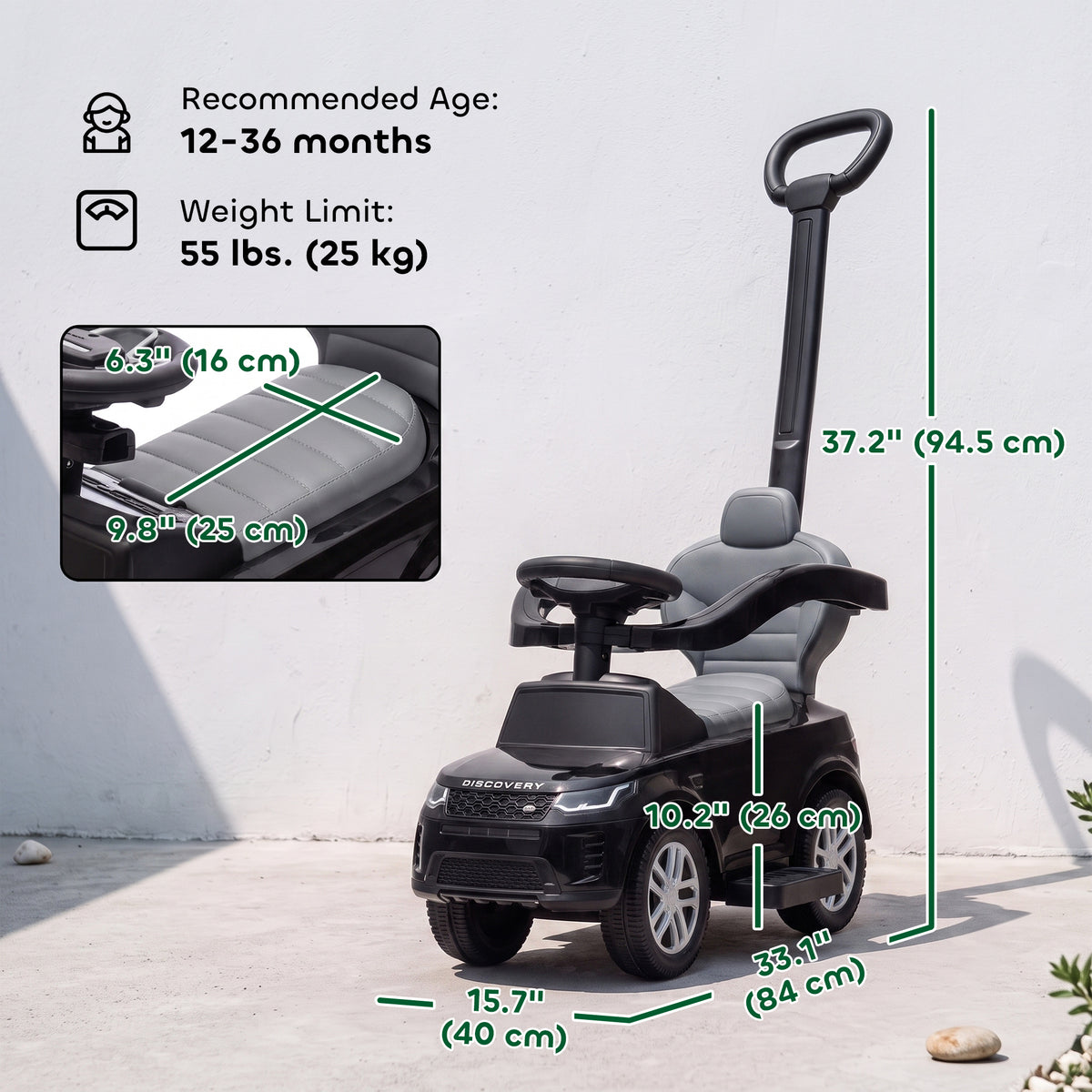 Land Rover Discovery Licensed 2-in-1 Ride On Push Car with Removable Parent Handle, Under-Seat Storage-Toys & Games > Baby & Toddler Toys > Riding & Rocking Toys > Push Cars for Toddlers-DECOROLALA
