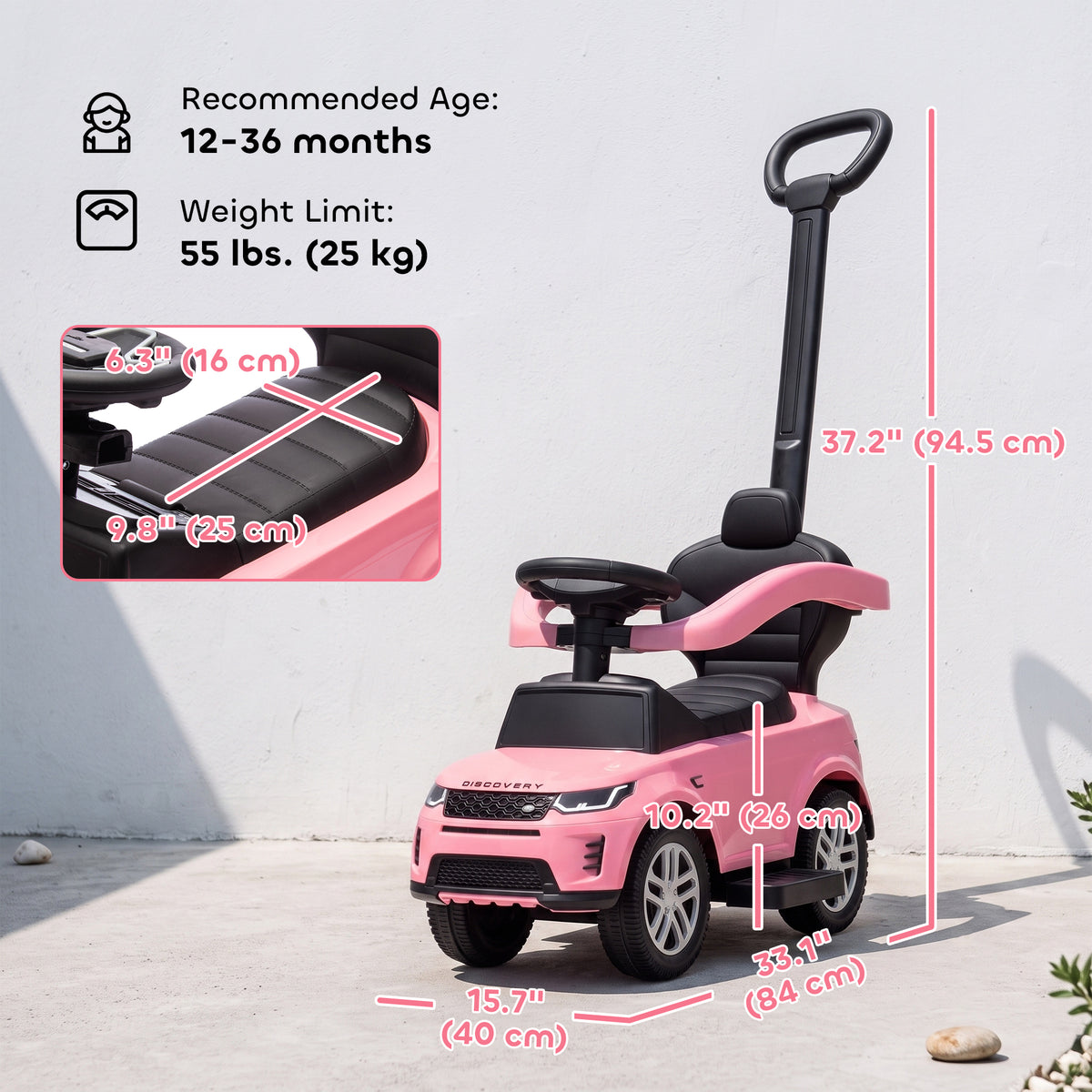 Land Rover Discovery Licensed 2-in-1 Ride On Push Car with Removable Parent Handle, Under-Seat Storage-Toys & Games > Baby & Toddler Toys > Riding & Rocking Toys > Push Cars for Toddlers-DECOROLALA