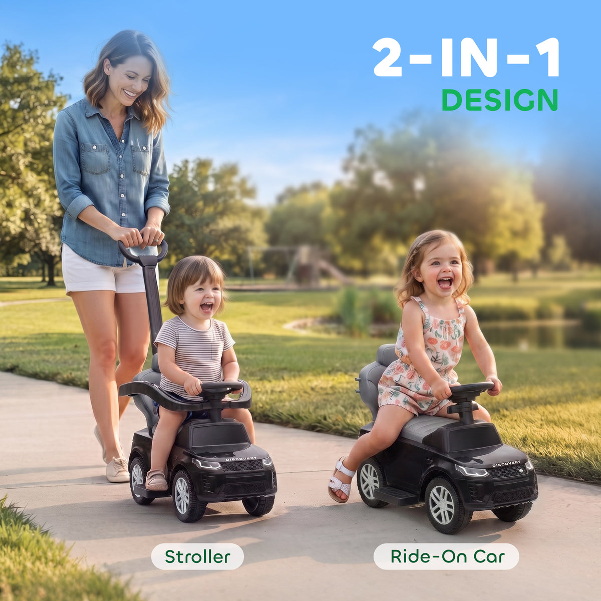 Land Rover Discovery Licensed 2-in-1 Ride On Push Car with Removable Parent Handle, Under-Seat Storage-Toys & Games > Baby & Toddler Toys > Riding & Rocking Toys > Push Cars for Toddlers-DECOROLALA