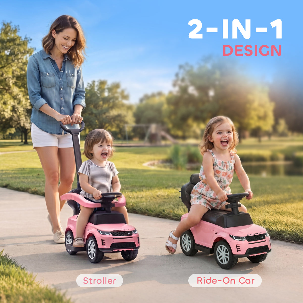 Land Rover Discovery Licensed 2-in-1 Ride On Push Car with Removable Parent Handle, Under-Seat Storage-Toys & Games > Baby & Toddler Toys > Riding & Rocking Toys > Push Cars for Toddlers-DECOROLALA