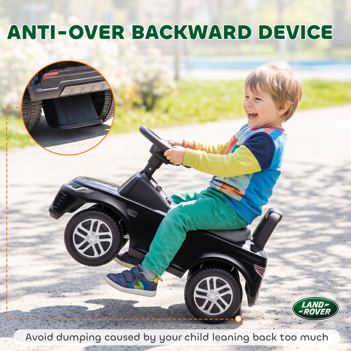 Licensed Land Rover Ride on Push Car with Anti-Tip Device, Under-Seat Storage, Horn, Engine Sounds for 18-36 M-Toys & Games > Baby & Toddler Toys > Riding & Rocking Toys > Push Cars for Toddlers-DECOROLALA