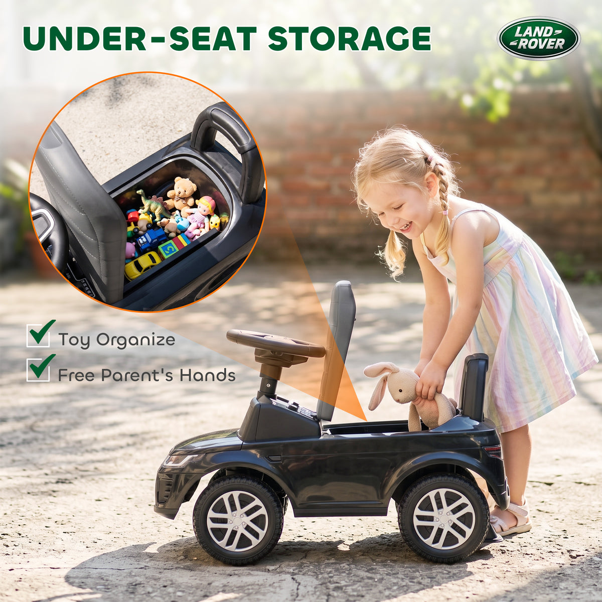 Licensed Land Rover Ride on Push Car with Anti-Tip Device, Under-Seat Storage, Horn, Engine Sounds for 18-36 M-Toys & Games > Baby & Toddler Toys > Riding & Rocking Toys > Push Cars for Toddlers-DECOROLALA