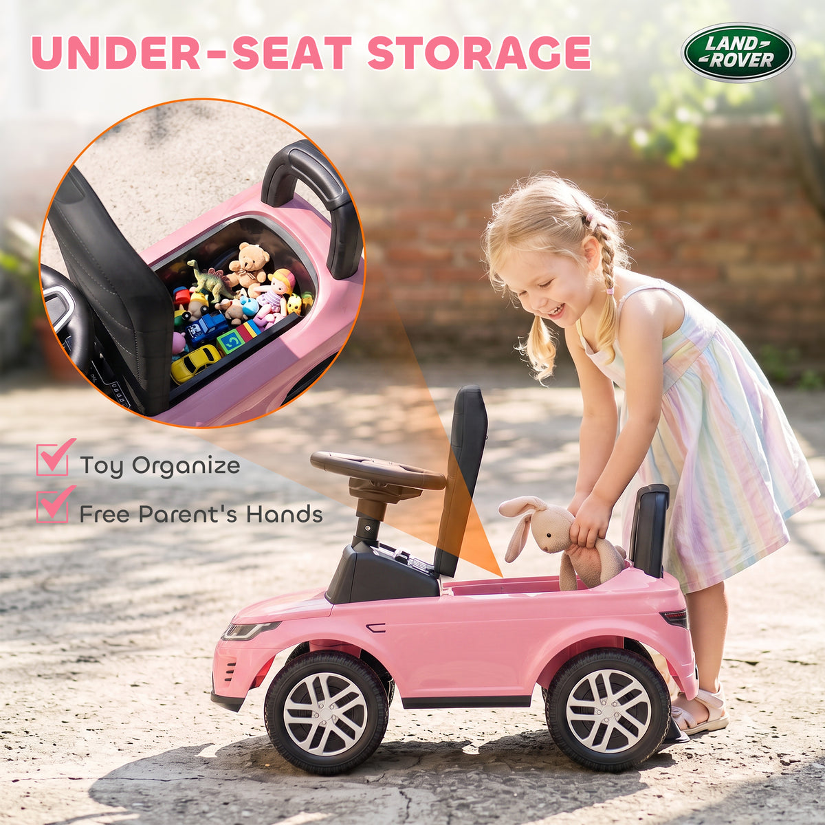 Licensed Land Rover Ride on Push Car with Anti-Tip Device, Under-Seat Storage, Horn, Engine Sounds for 18-36 M-Toys & Games > Baby & Toddler Toys > Riding & Rocking Toys > Push Cars for Toddlers-DECOROLALA