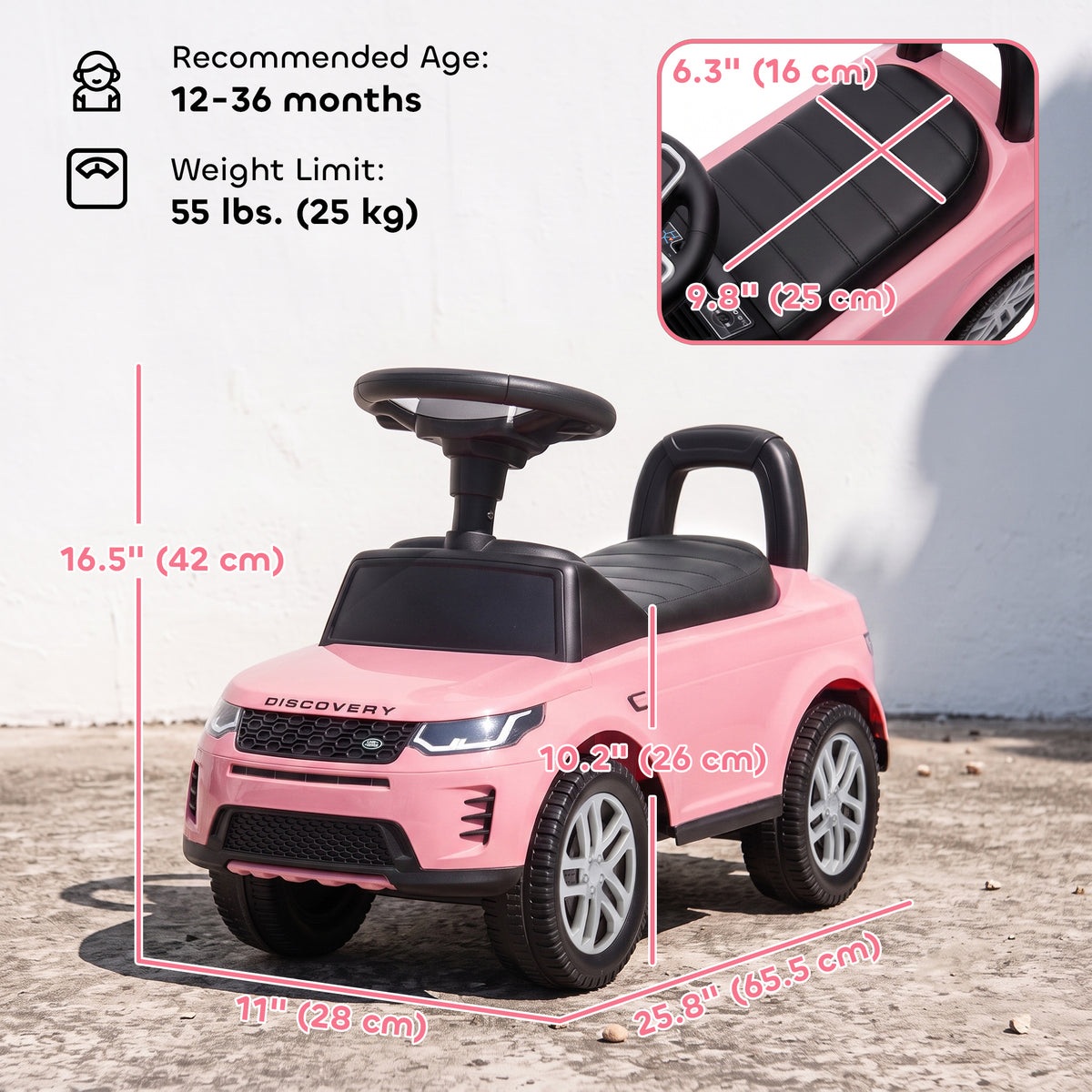Licensed Land Rover Ride on Push Car with Anti-Tip Device, Under-Seat Storage, Horn, Engine Sounds for 18-36 M-Toys & Games > Baby & Toddler Toys > Riding & Rocking Toys > Push Cars for Toddlers-DECOROLALA