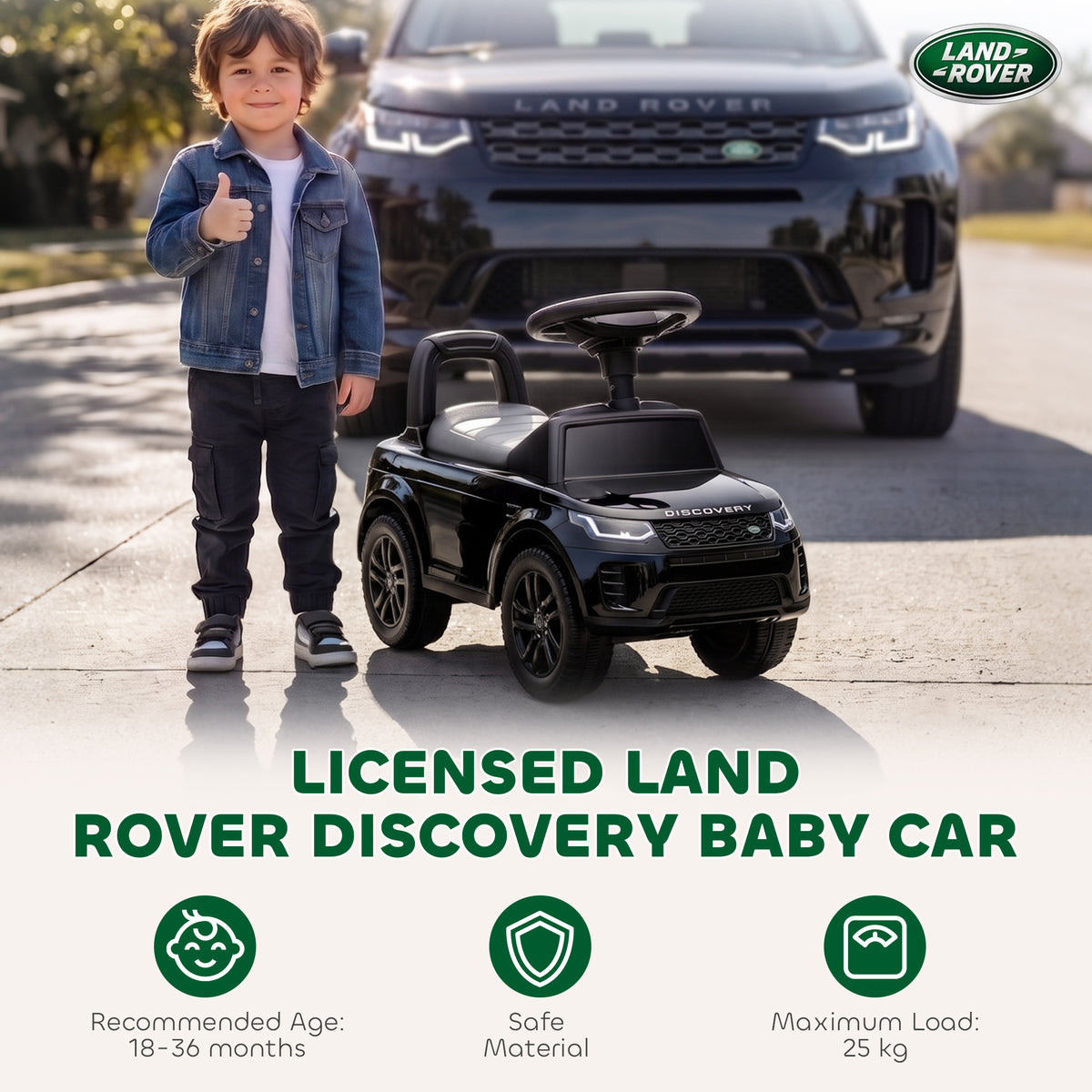 Licensed Land Rover Ride on Push Car with Anti-Tip Device, Under-Seat Storage, Horn, Engine Sounds for 18-36 M-Toys & Games > Baby & Toddler Toys > Riding & Rocking Toys > Push Cars for Toddlers-DECOROLALA