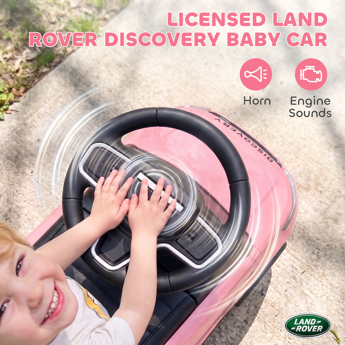 Licensed Land Rover Ride on Push Car with Anti-Tip Device, Under-Seat Storage, Horn, Engine Sounds for 18-36 M-Toys & Games > Baby & Toddler Toys > Riding & Rocking Toys > Push Cars for Toddlers-DECOROLALA