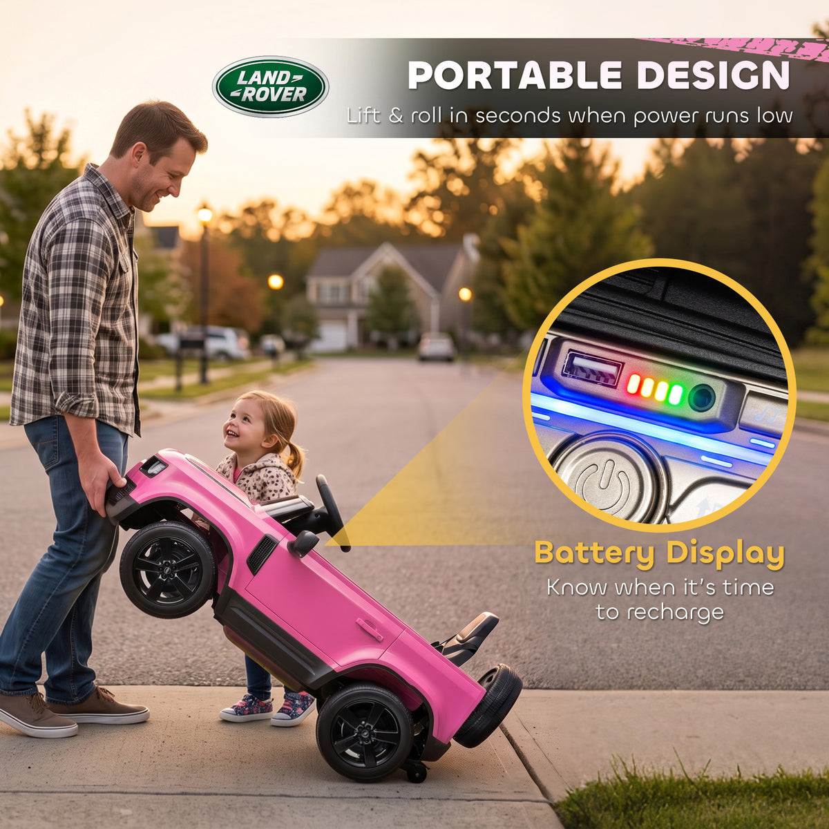 12V Ride on Car Licensed Land Rover with Remote, Suspension, Slow Start, 3 Speeds, Lights, Music, Horn for 3-5-Toys & Games > Baby & Toddler Toys > Electric Ride-On Toys > Electric Toy Cars-DECOROLALA