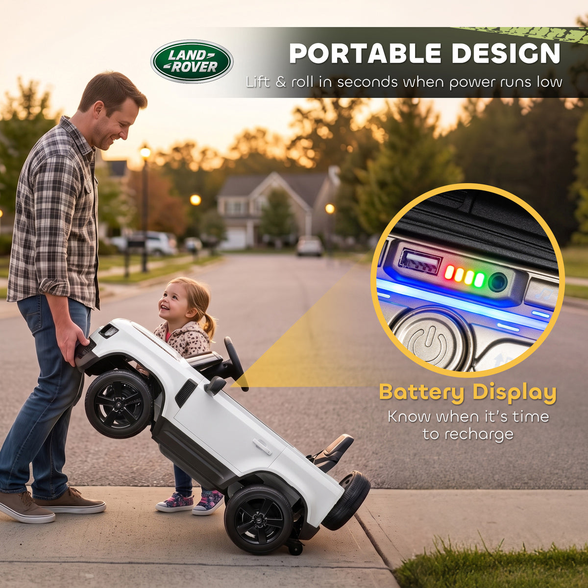 12V Ride on Car Licensed Land Rover with Remote, Suspension, Slow Start, 3 Speeds, Lights, Music, Horn for 3-5-Toys & Games > Baby & Toddler Toys > Electric Ride-On Toys > Electric Toy Cars-DECOROLALA