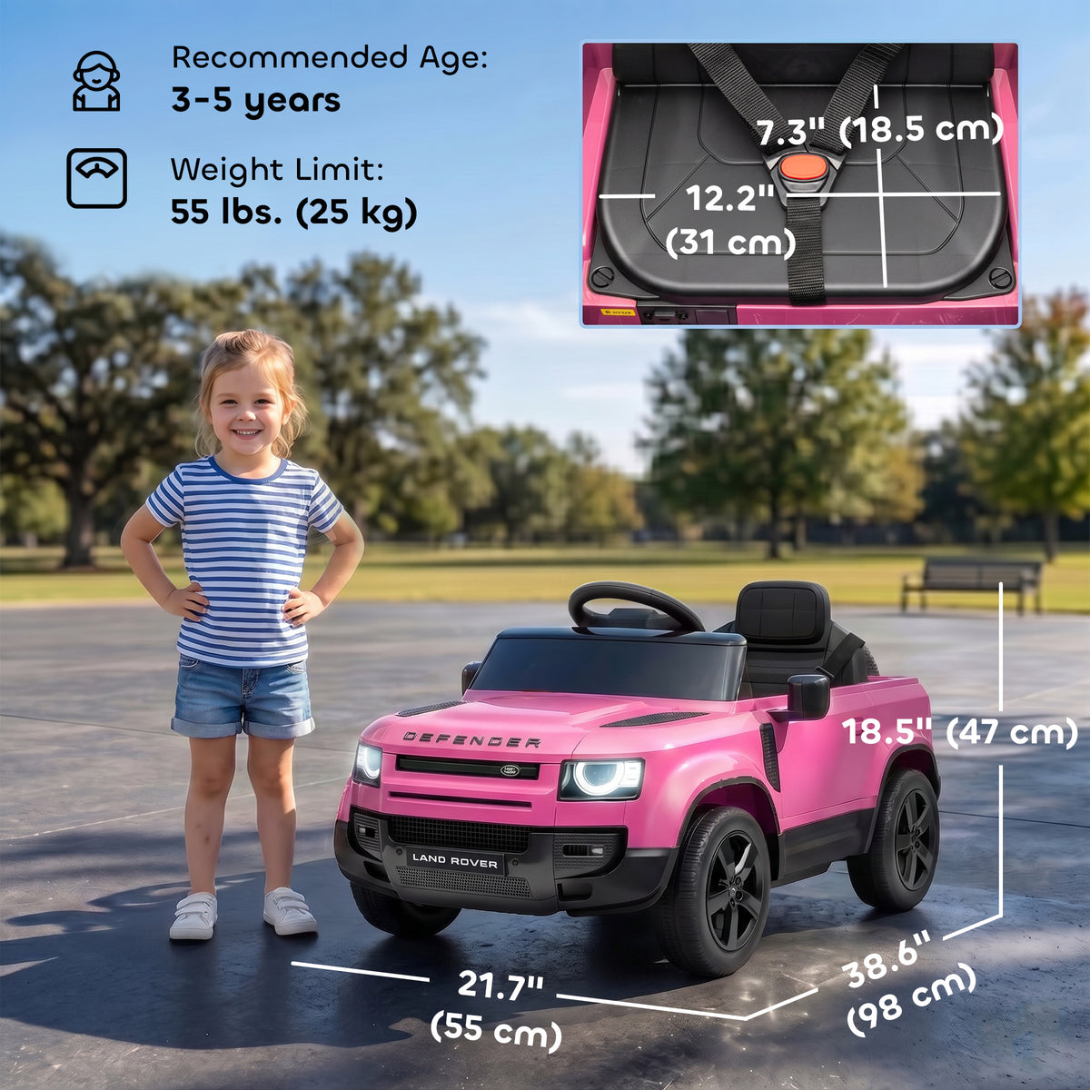 12V Ride on Car Licensed Land Rover with Remote, Suspension, Slow Start, 3 Speeds, Lights, Music, Horn for 3-5-Toys & Games > Baby & Toddler Toys > Electric Ride-On Toys > Electric Toy Cars-DECOROLALA