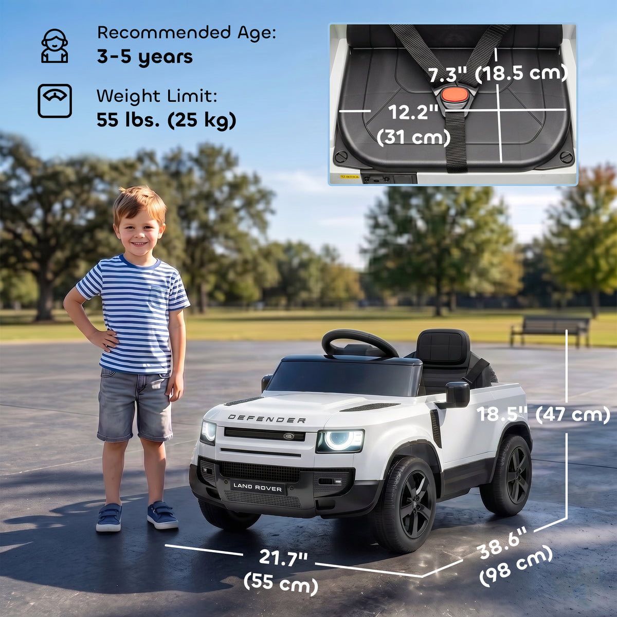 12V Ride on Car Licensed Land Rover with Remote, Suspension, Slow Start, 3 Speeds, Lights, Music, Horn for 3-5-Toys & Games > Baby & Toddler Toys > Electric Ride-On Toys > Electric Toy Cars-DECOROLALA