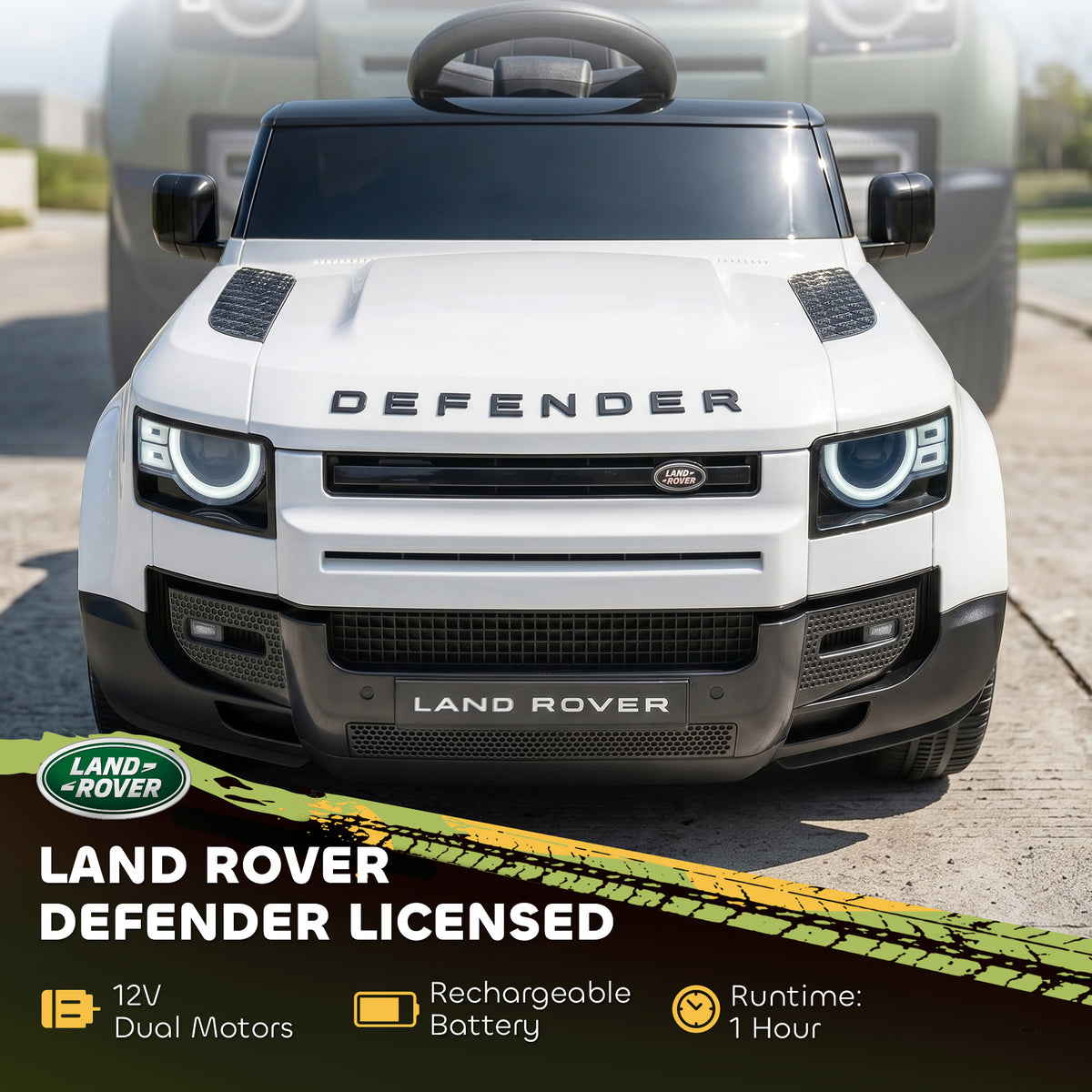 12V Ride on Car Licensed Land Rover with Remote, Suspension, Slow Start, 3 Speeds, Lights, Music, Horn for 3-5-Toys & Games > Baby & Toddler Toys > Electric Ride-On Toys > Electric Toy Cars-DECOROLALA
