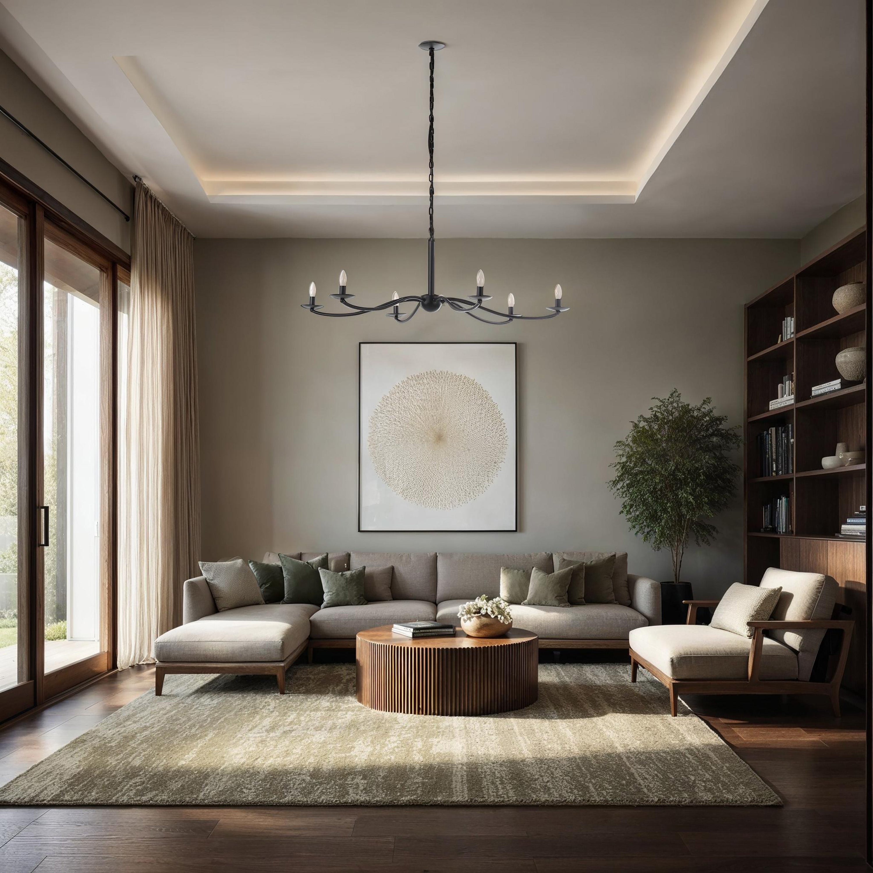 Landen 75.75" Height Ceiling Fixture, Powder Coated Matte Black-Ceiling Fixture-DECOROLALA