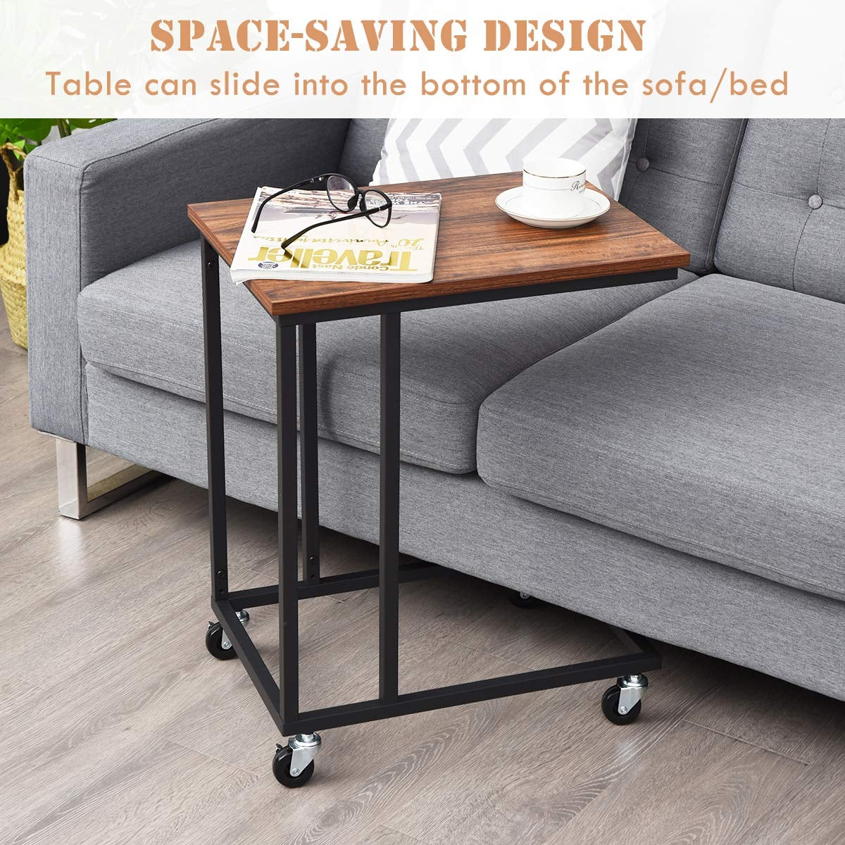 Laptop Holder Sofa Multiple Side End MobileTable-Brown-End & Side Tables-DECOROLALA