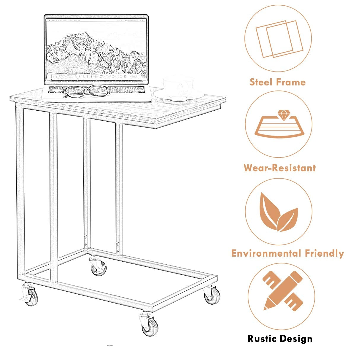 Laptop Holder Sofa Multiple Side End MobileTable-Brown-End & Side Tables-DECOROLALA