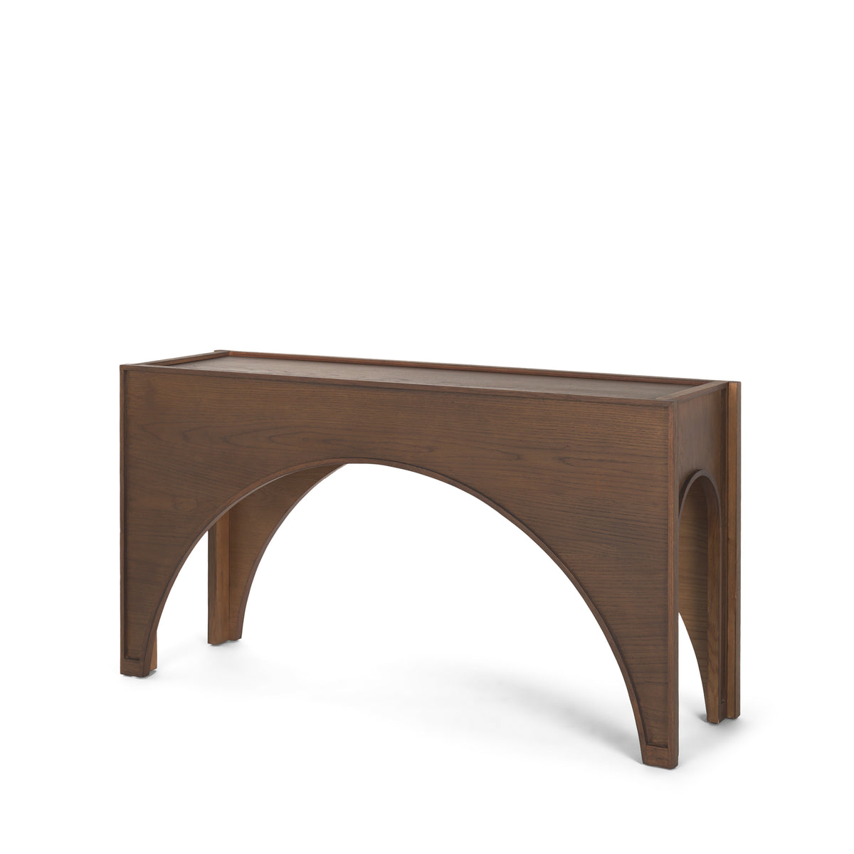 Laraya Dark Brown Wood Arched Console Table-Console Tables-DECOROLALA