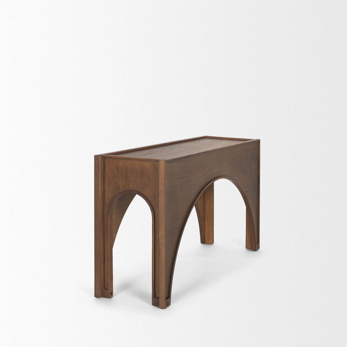 Laraya Dark Brown Wood Arched Console Table-Console Tables-DECOROLALA