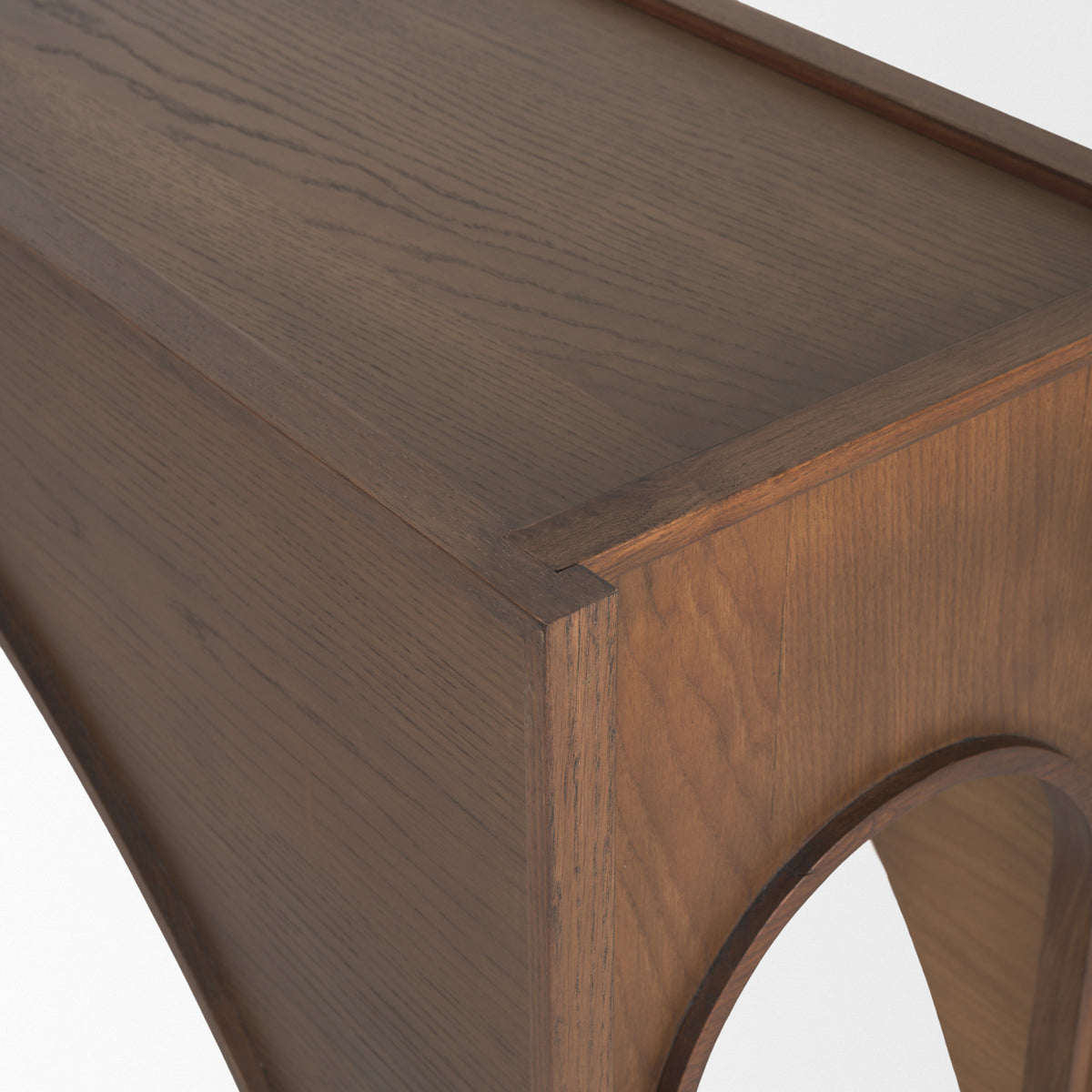 Laraya Dark Brown Wood Arched Console Table-Console Tables-DECOROLALA