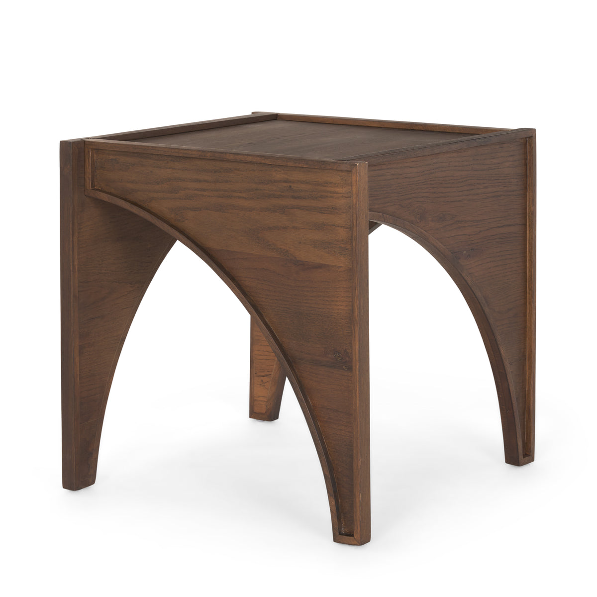 Laraya Medium Brown Wood w/ Arches End Table-End and Side Tables-DECOROLALA