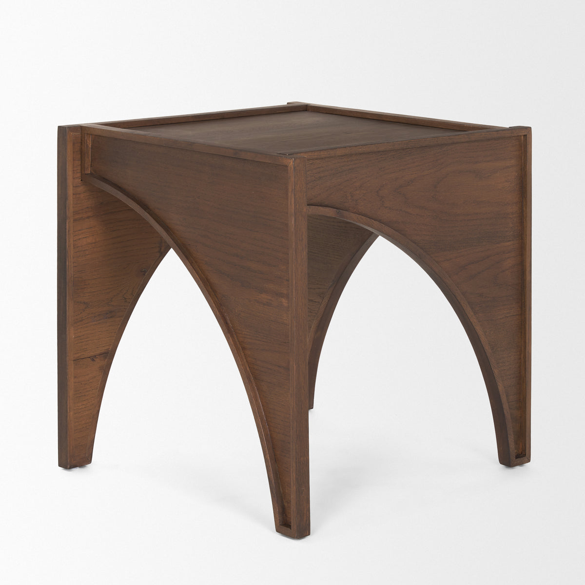 Laraya Medium Brown Wood w/ Arches End Table-End and Side Tables-DECOROLALA