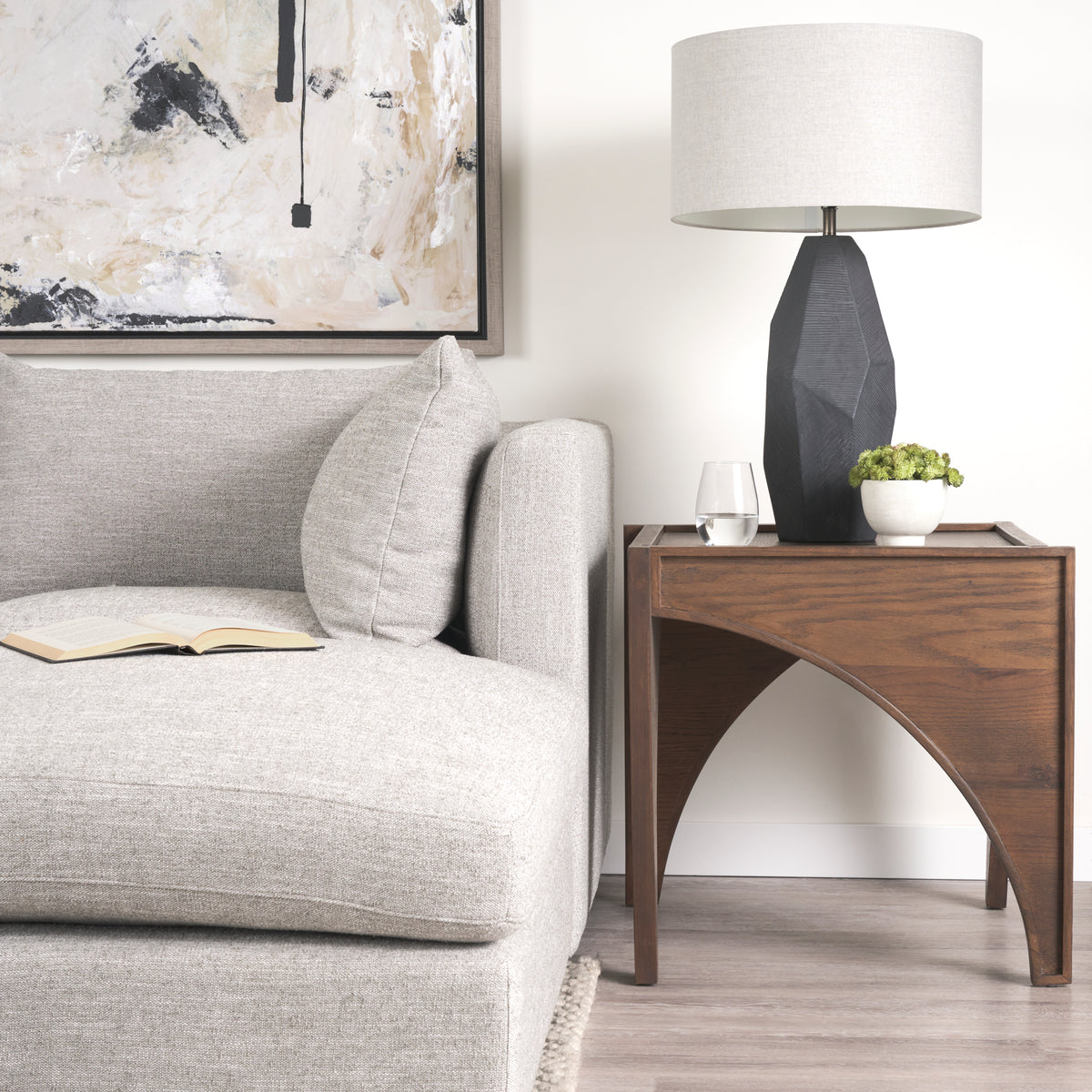 Laraya Medium Brown Wood w/ Arches End Table-End and Side Tables-DECOROLALA