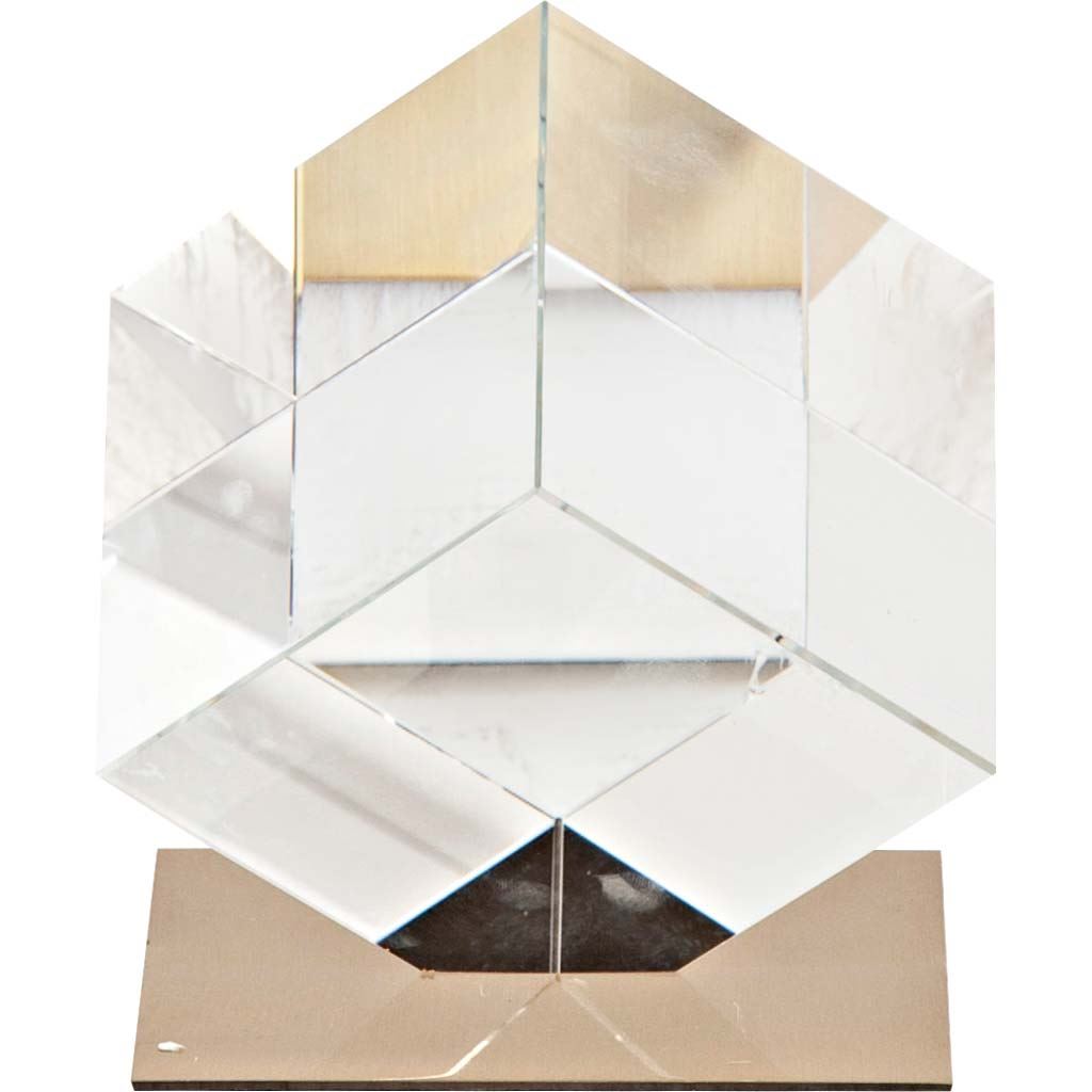Lareina Small 4" x 4" Clear Optical Glass Cube Sculpture-Decorative Objects-DECOROLALA