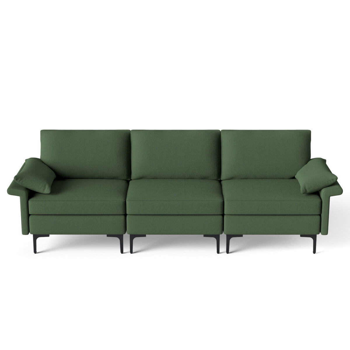 Large 3-Seat Sofa Sectional with Metal Legs for 3-4 people-Army Green-Sofas & Loveseats-DECOROLALA