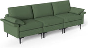 Large 3-Seat Sofa Sectional with Metal Legs for 3-4 people-Army Green-Sofas & Loveseats-DECOROLALA