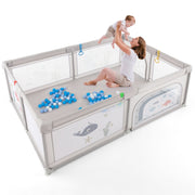 Large Baby Playpen with Pull Rings Ocean Balls and Cute Pattern-Whale-Baby Playpens & Playards-DECOROLALA