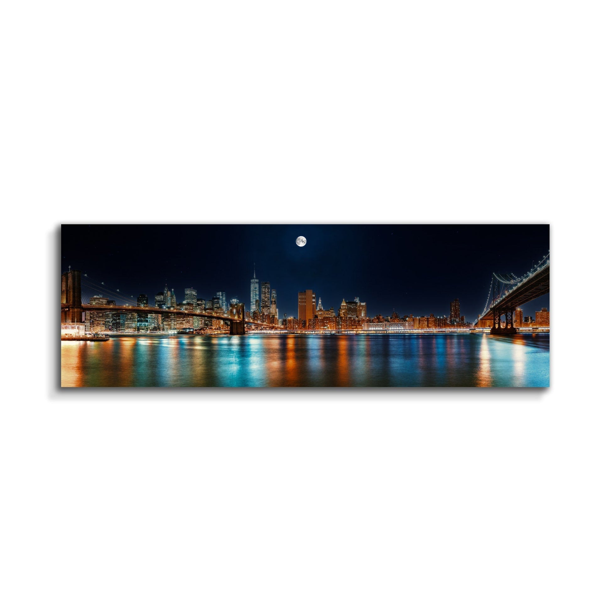 Large Canvas Wall Art NYC Moon Skyline 72x24-Wall Art-DECOROLALA