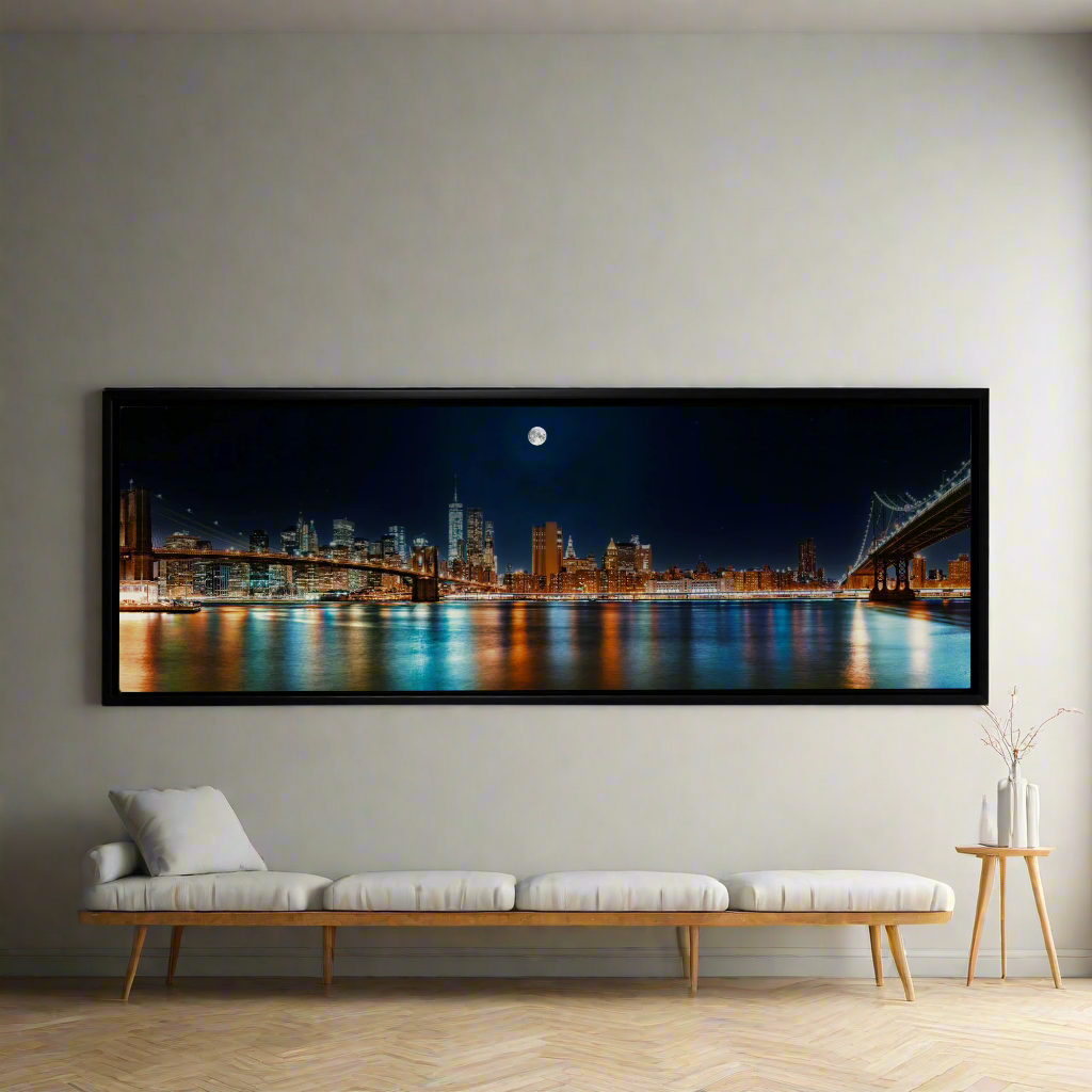 Large Canvas Wall Art NYC Moon Skyline 72x24-Wall Art-DECOROLALA