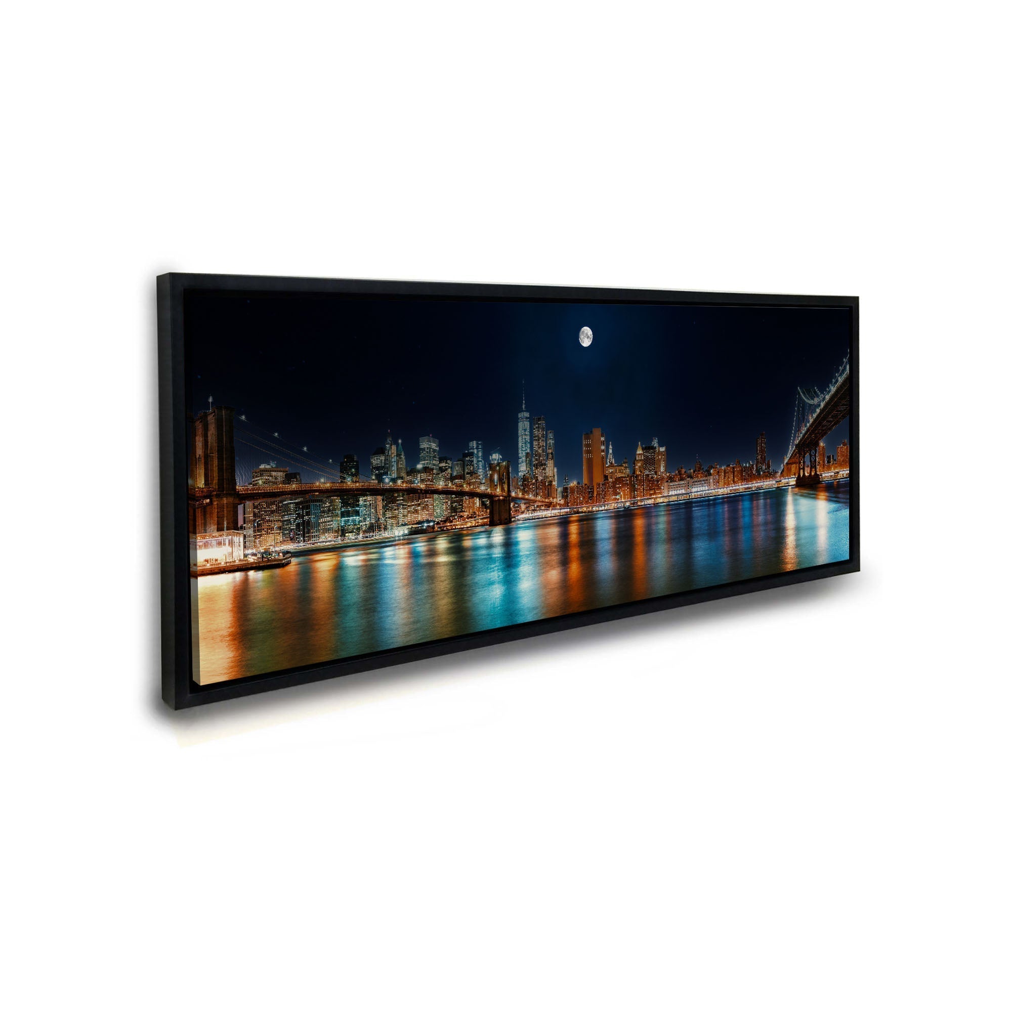 Large Canvas Wall Art NYC Moon Skyline 72x24-Wall Art-DECOROLALA