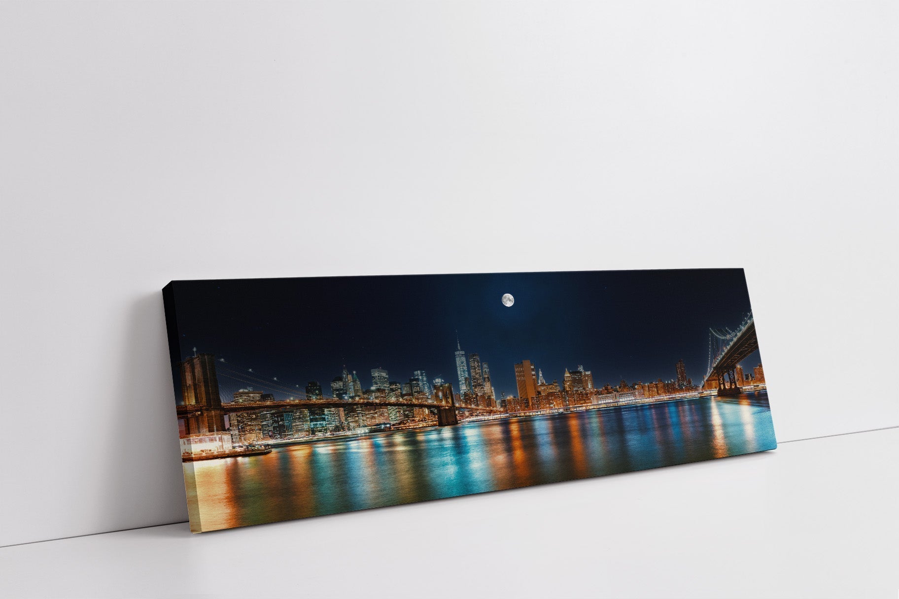 Large Canvas Wall Art NYC Moon Skyline 72x24-Wall Art-DECOROLALA