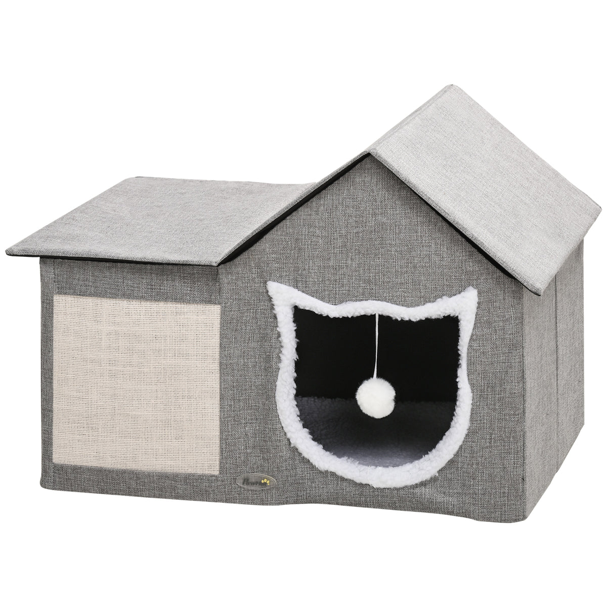 Large Cat House Hideaway with Scratching Pad and Cushion - Grey-Cats-DECOROLALA