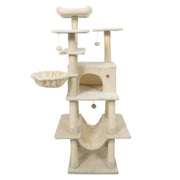 Large Cat Tree for Indoor Cats 63" Tall Cat Tower-Beige-Cat Trees & Scratchers-DECOROLALA