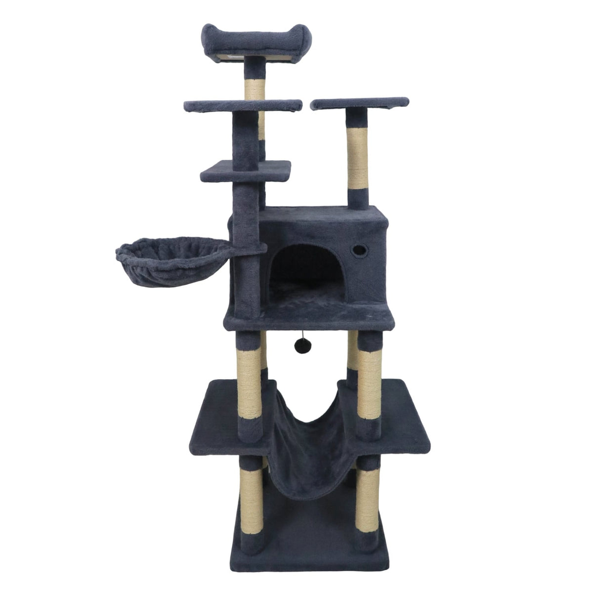 Large Cat Tree for Indoor Cats 63" Tall Cat Tower-Dark Gray-Cat Trees & Scratchers-DECOROLALA
