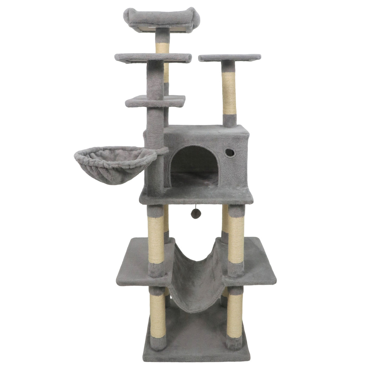 Large Cat Tree for Indoor Cats 63" Tall Cat Tower-Lght Gray-Cat Trees & Scratchers-DECOROLALA