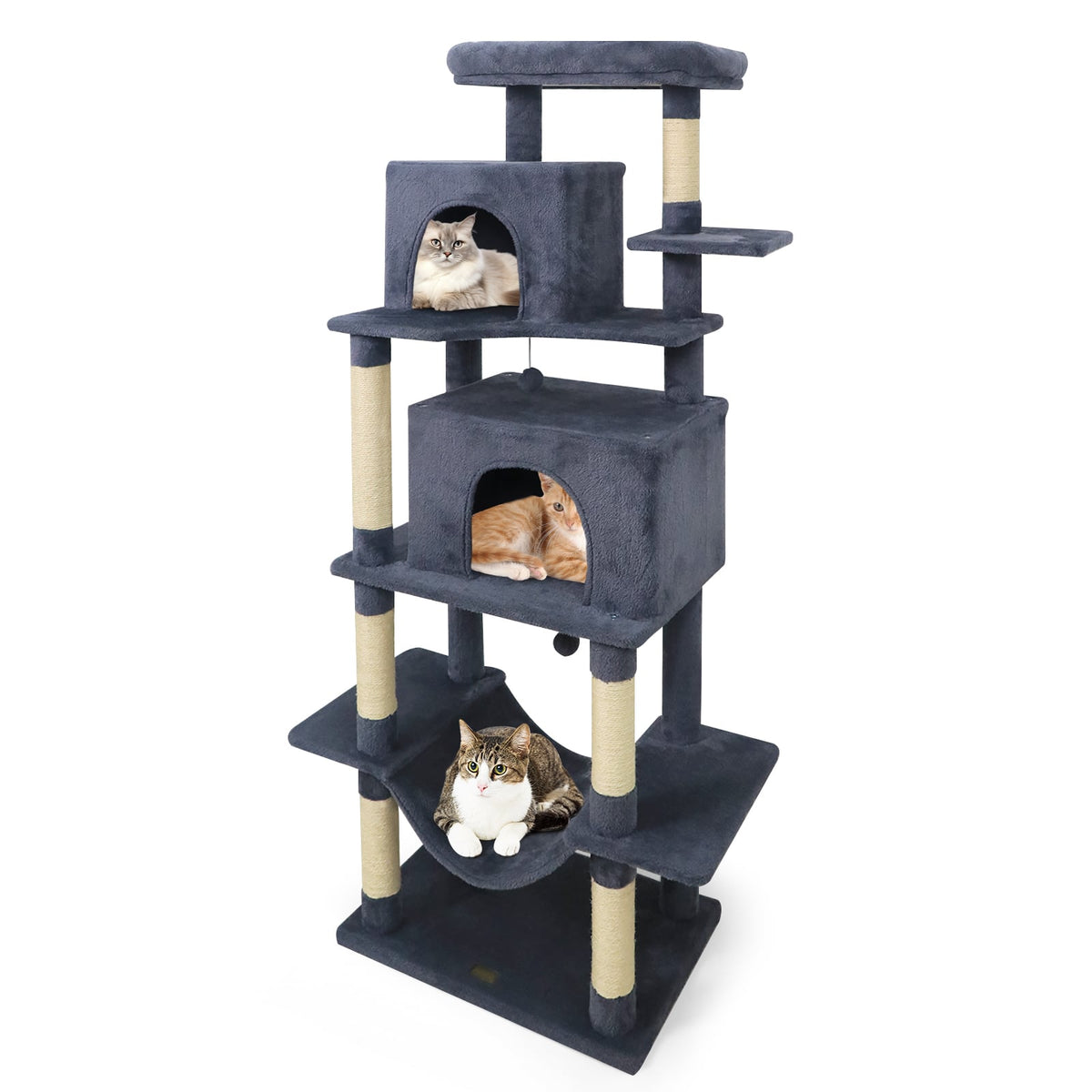 Large Cat Tree for Indoor Cats 70" Tall Cat Tower-Dark Gray-Cat Trees & Scratchers-DECOROLALA