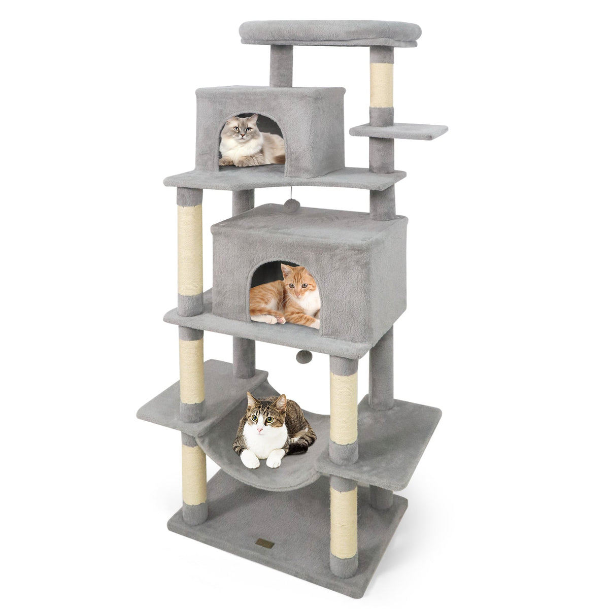 Large Cat Tree for Indoor Cats 70" Tall Cat Tower-Light Gray-Cat Trees & Scratchers-DECOROLALA
