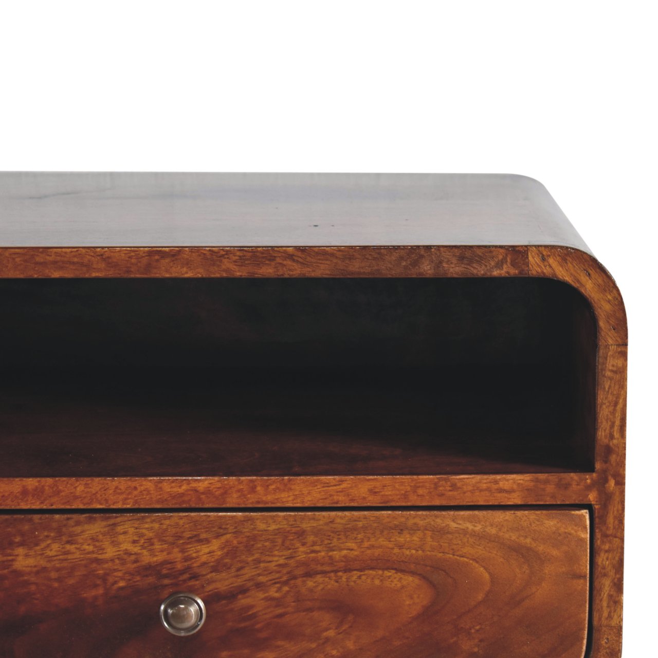 Large Chestnut Floating Bedside Table with Drawer - Mango Wood-Nightstand-DECOROLALA