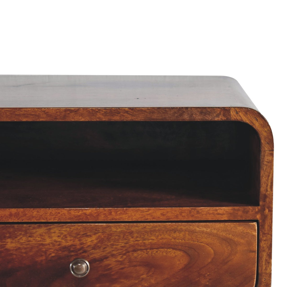 Large Chestnut Floating Bedside Table with Drawer - Mango Wood-Nightstands-DECOROLALA