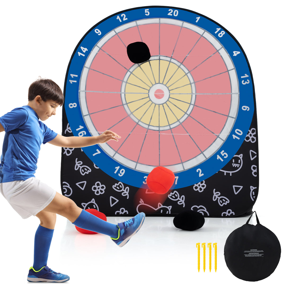 Grande cible de fléchettes pour enfants avec 4 balles rebondissantes
