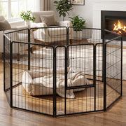 Large Dog Playpen - 8-Panel Foldable Steel Pet Pen, Black-Dogs-DECOROLALA