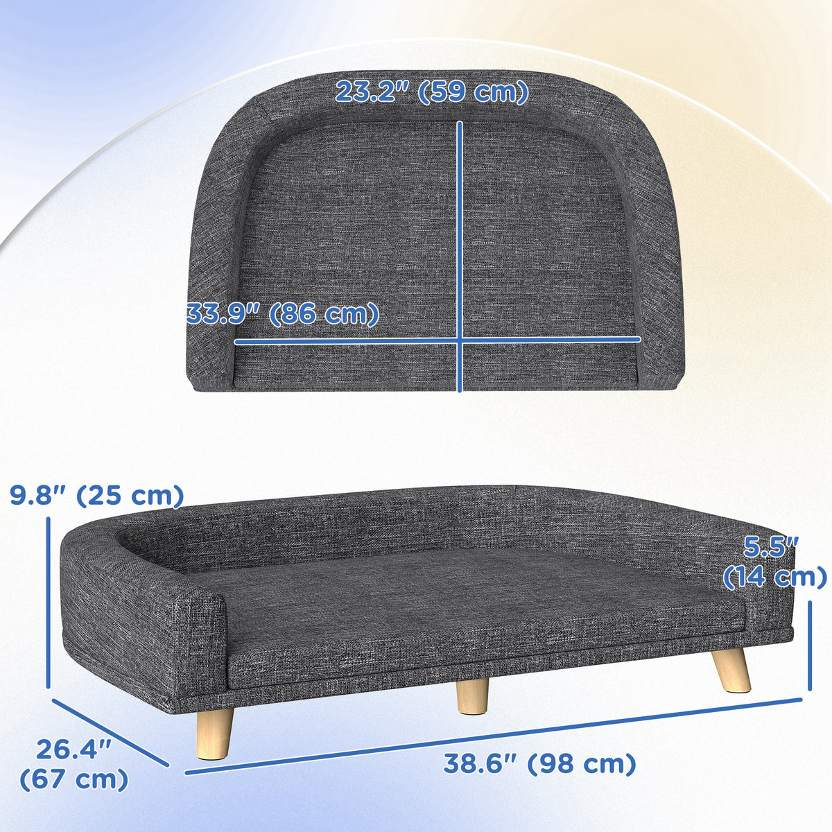 Large Dog Sofa Bed - Dark Grey with Washable Cover-Dogs-DECOROLALA