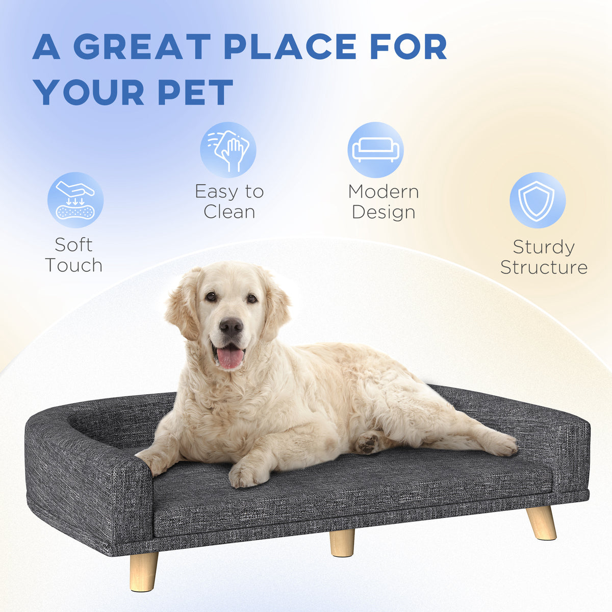Large Dog Sofa Bed - Dark Grey with Washable Cover-Dogs-DECOROLALA