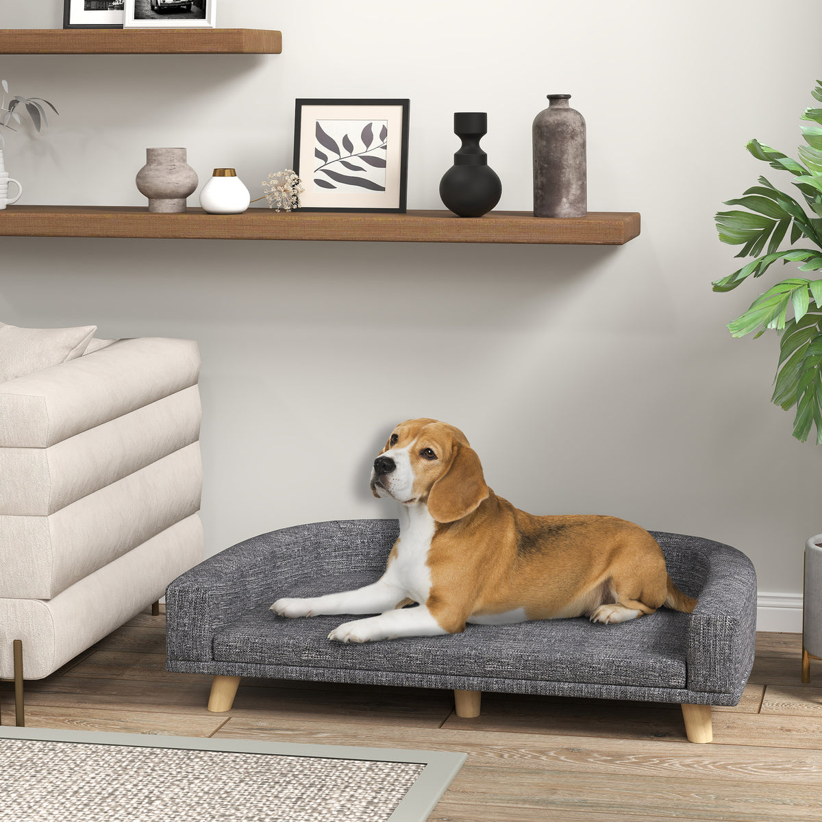Large Dog Sofa Bed - Dark Grey with Washable Cover-Dogs-DECOROLALA