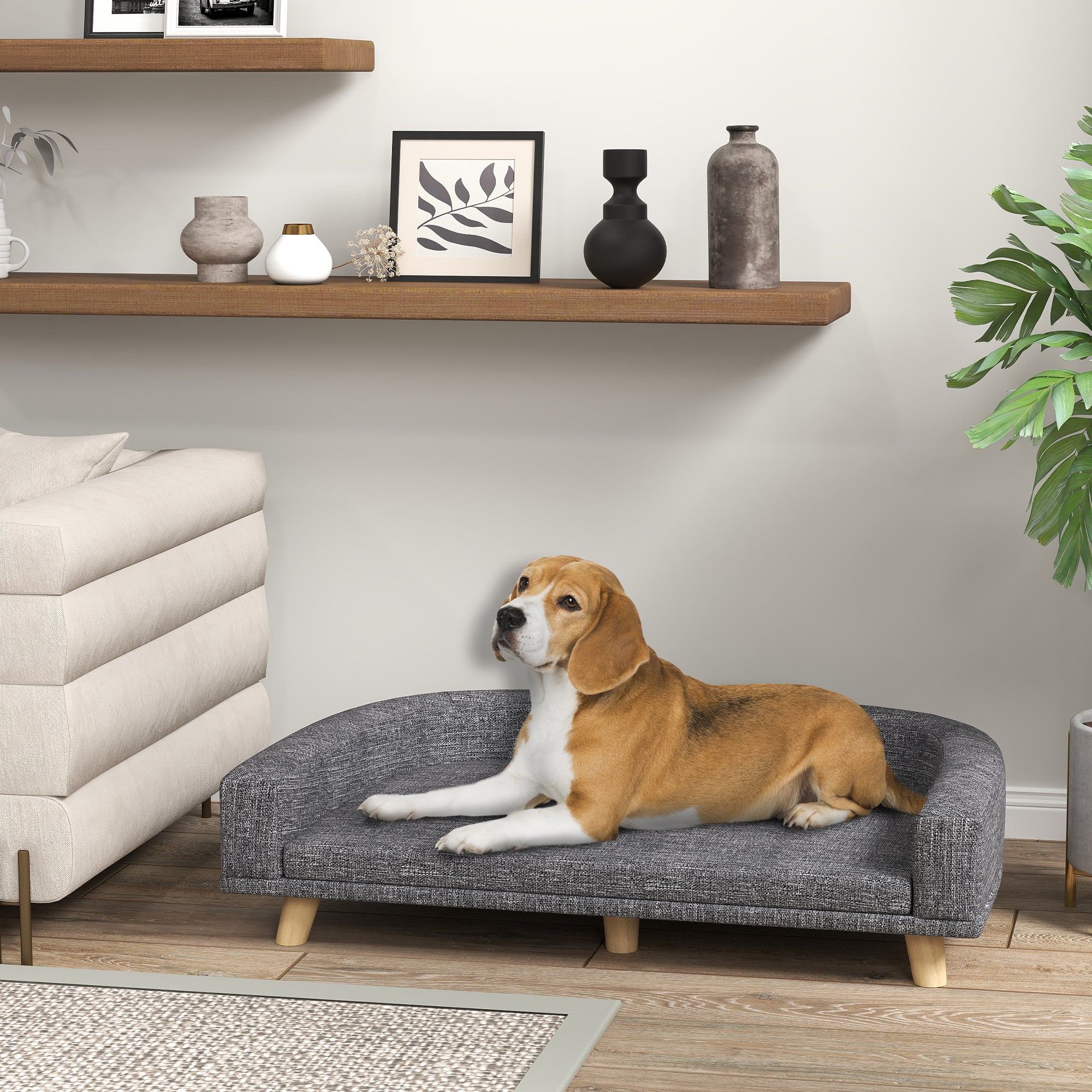 Large Dog Sofa Bed - Dark Grey with Washable Cover-Dogs-DECOROLALA