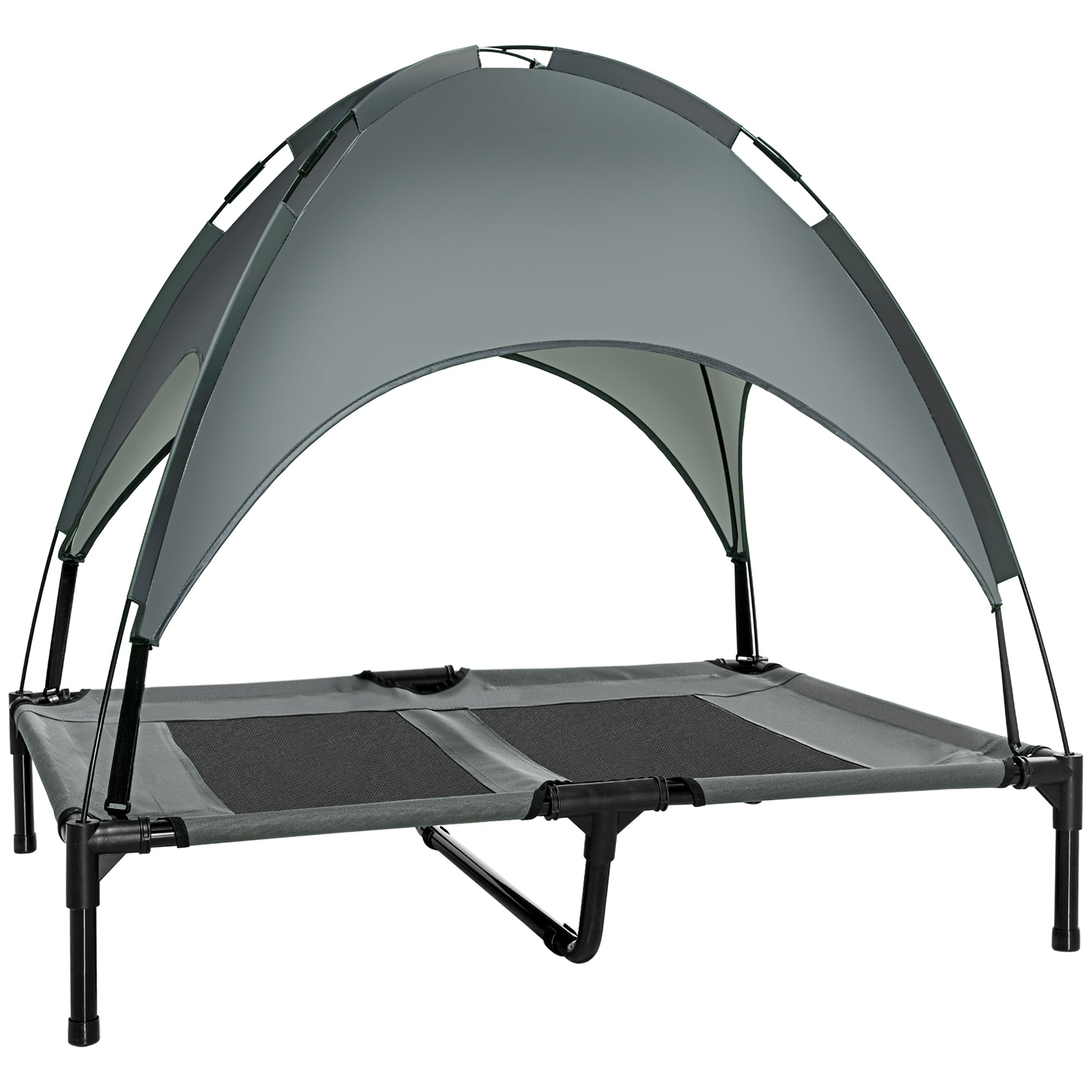 Large Elevated Dog Bed with Canopy - Foldable Grey Outdoor Cot-Dogs-DECOROLALA